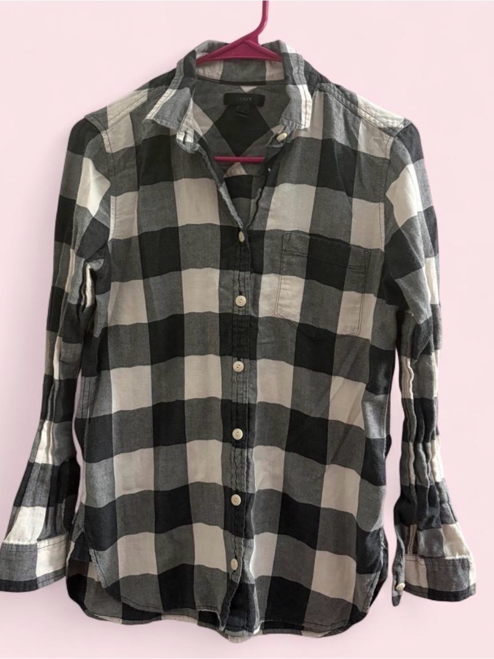 J. Crew Black and White Buffalo Check Button-Down Shirt